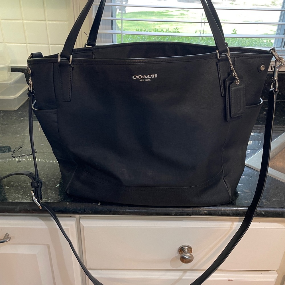 Coach leather diaper or computer bag